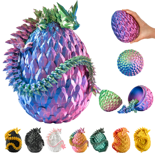 3D Dragon in Egg – Hatching Dragon Figure (36 cm) – Blue-Green-Violet #c:blue-green-violet