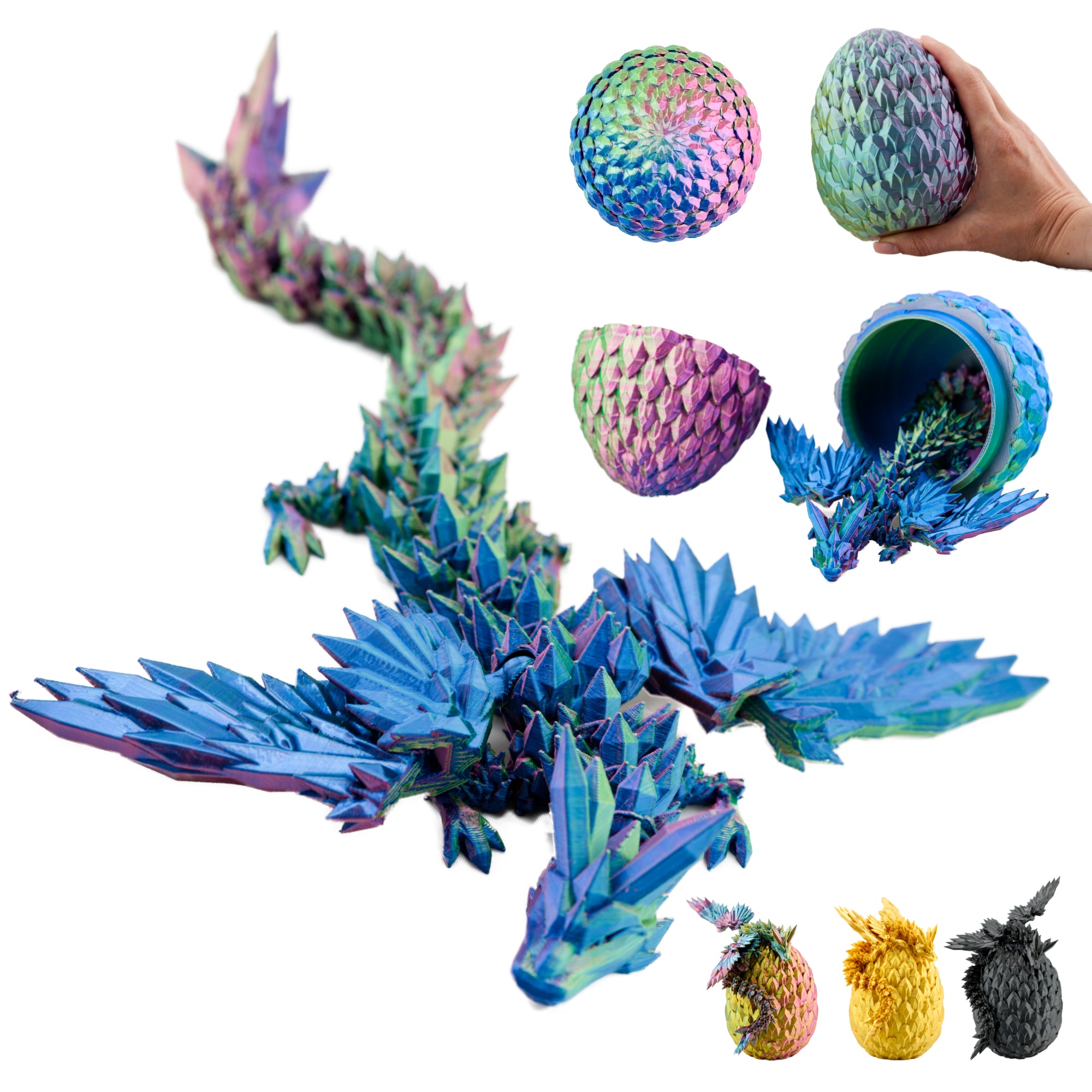 3D Dragon with Wings in Egg – 23 cm Dragon Figure with 12 cm Egg |Surprise Dragon | Movable Fantasy Toy & Collectible Figurine for Kids | Gift Idea