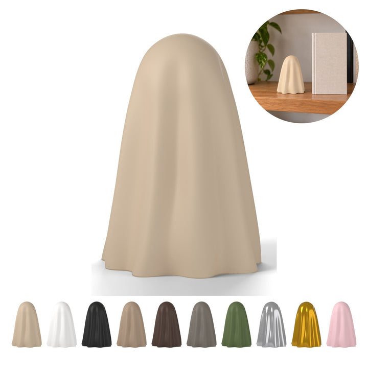Halloween szellem dekoráció lebegő fejjel, 12,8 cm, PLA – bézs