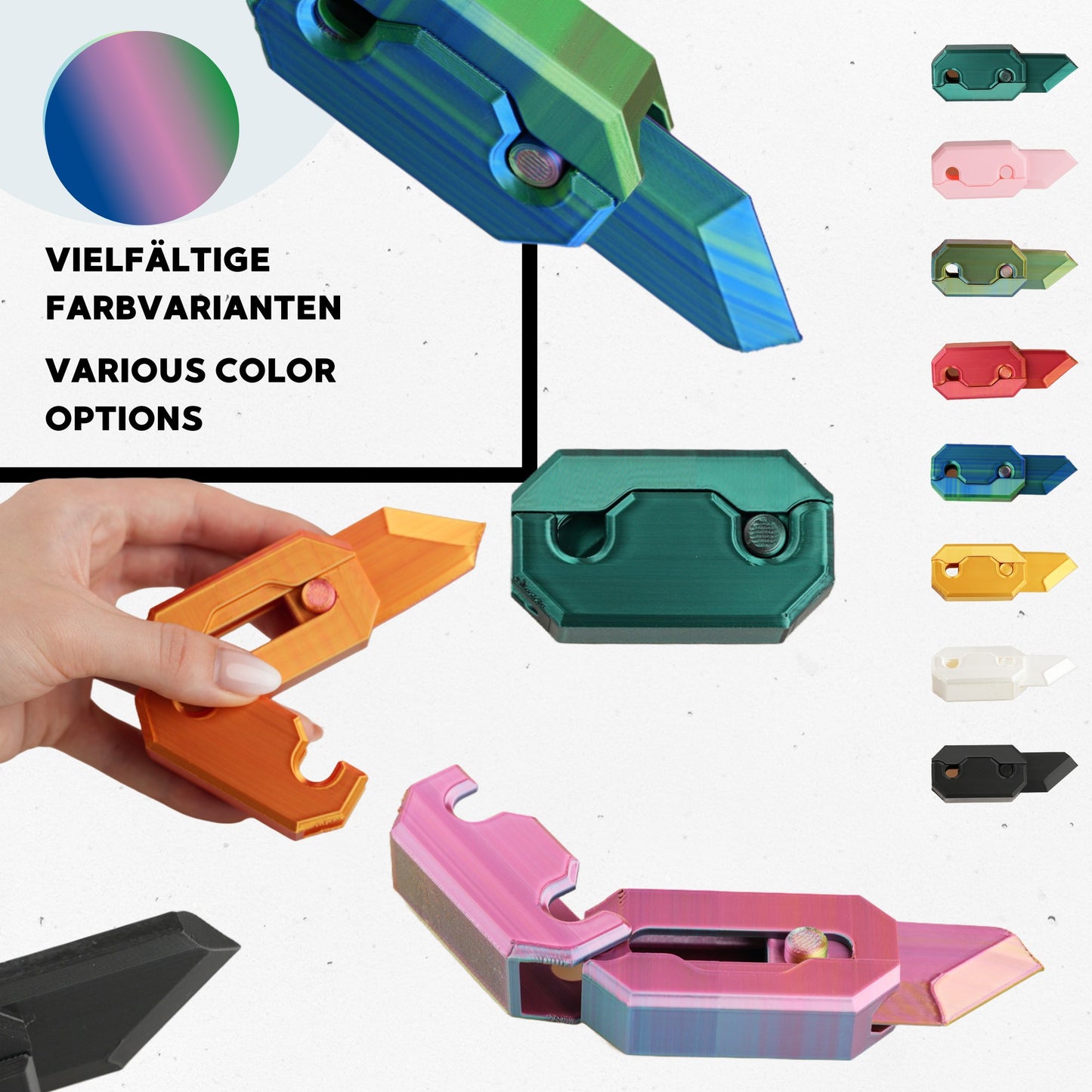 Gravity Knife Fidget Toy 7 cm – Snap-Action Klappmechanik, ohne Schrauben #7