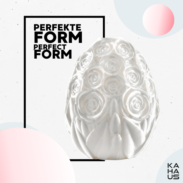 Decorative 3D Egg – White with Flower (12 cm)