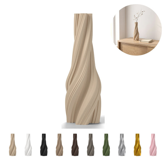 Wazon dekoracyjny skręcony 18,2 cm, spiralny z PLA – beżowy