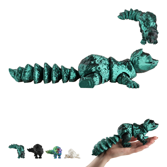 Flexi Skunk 26 cm, 3D Printed Articulated Skunk Figure, Desk Fidget Toy – Black-Green