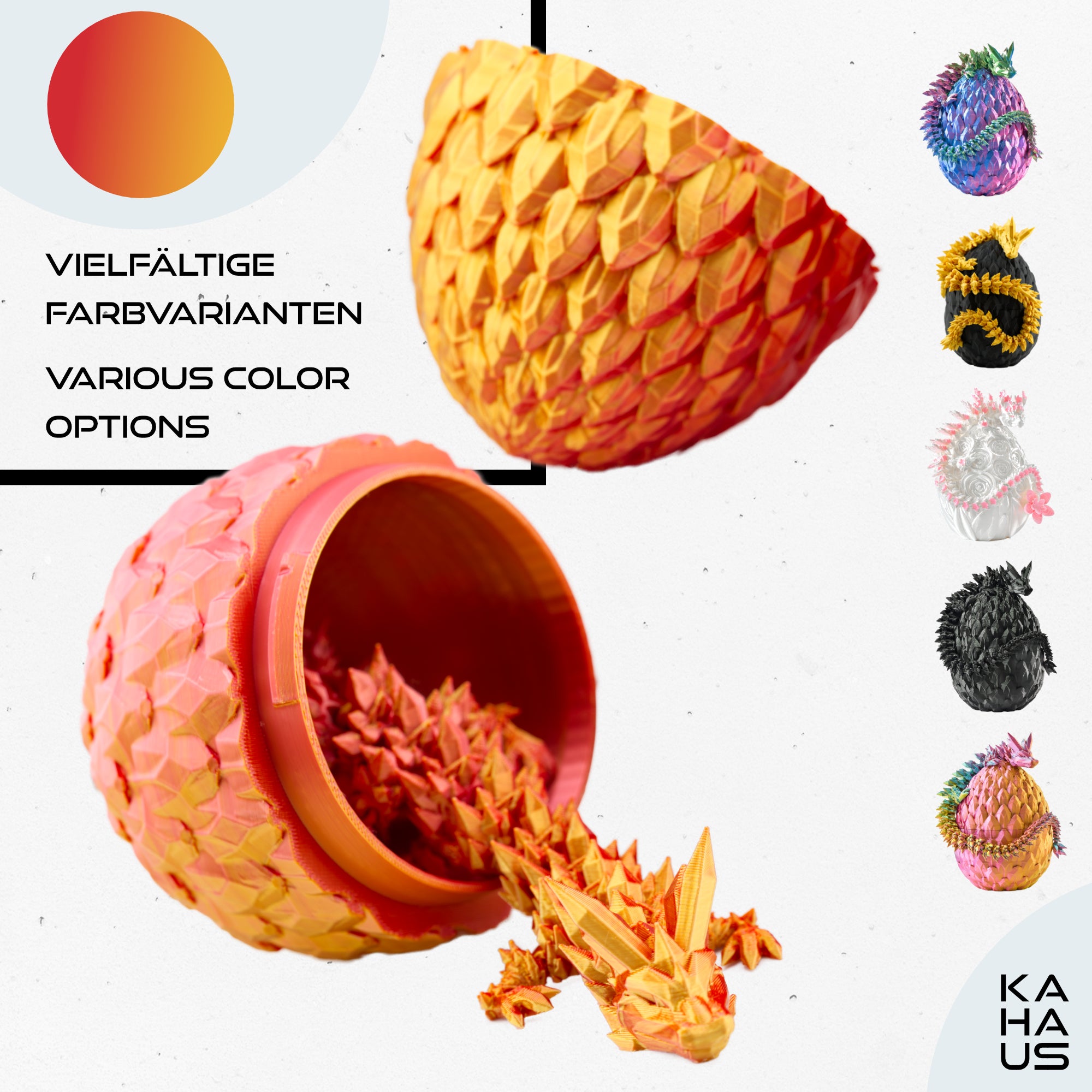 3D Dragon in Egg - Dragon Figure | 12 cm Large Egg | Multicolor Surprise Dragon | Hatching Movable Figure for Kids, Collectors & Fantasy Fans