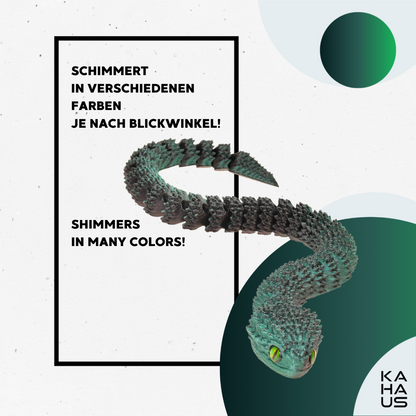 3D Snake Figure – Realistic Articulated Collectible (21 cm) – Black-Green #c:black-green