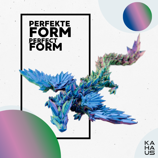 3D Winged Dragon Figure – Poseable Fantasy Sculpture (20 cm) – Blue-Green-Violet #c:blue-green-violet
