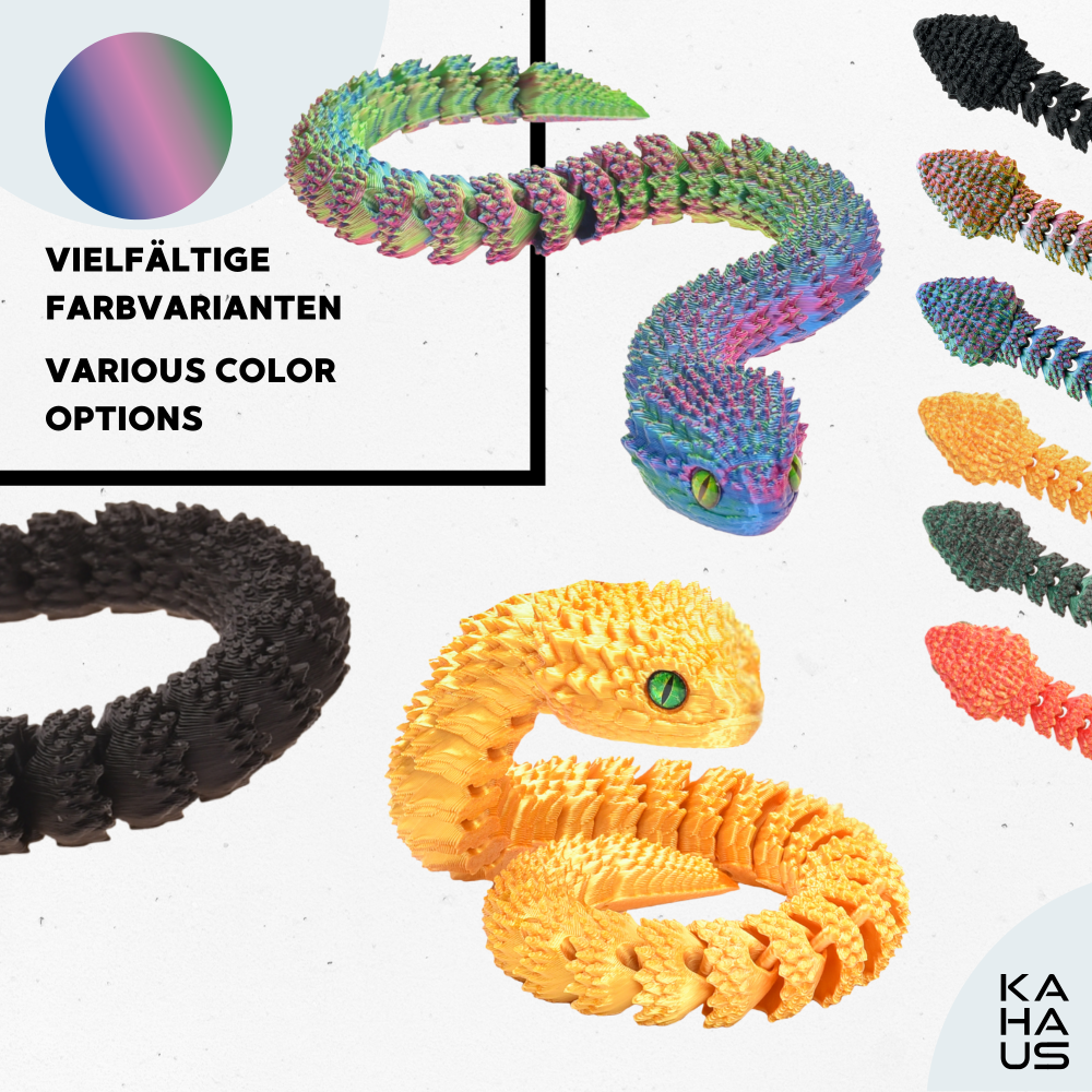 3D Snake Figure – Realistic Articulated Collectible (21 cm) – Blue-Green-Violet #c:blue-green-violet