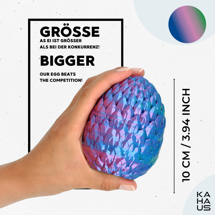 Schlange im Ei – 3D Fantasy Figur, 27 cm Schlange im 10 cm Ei | Deko & Sammlerstück