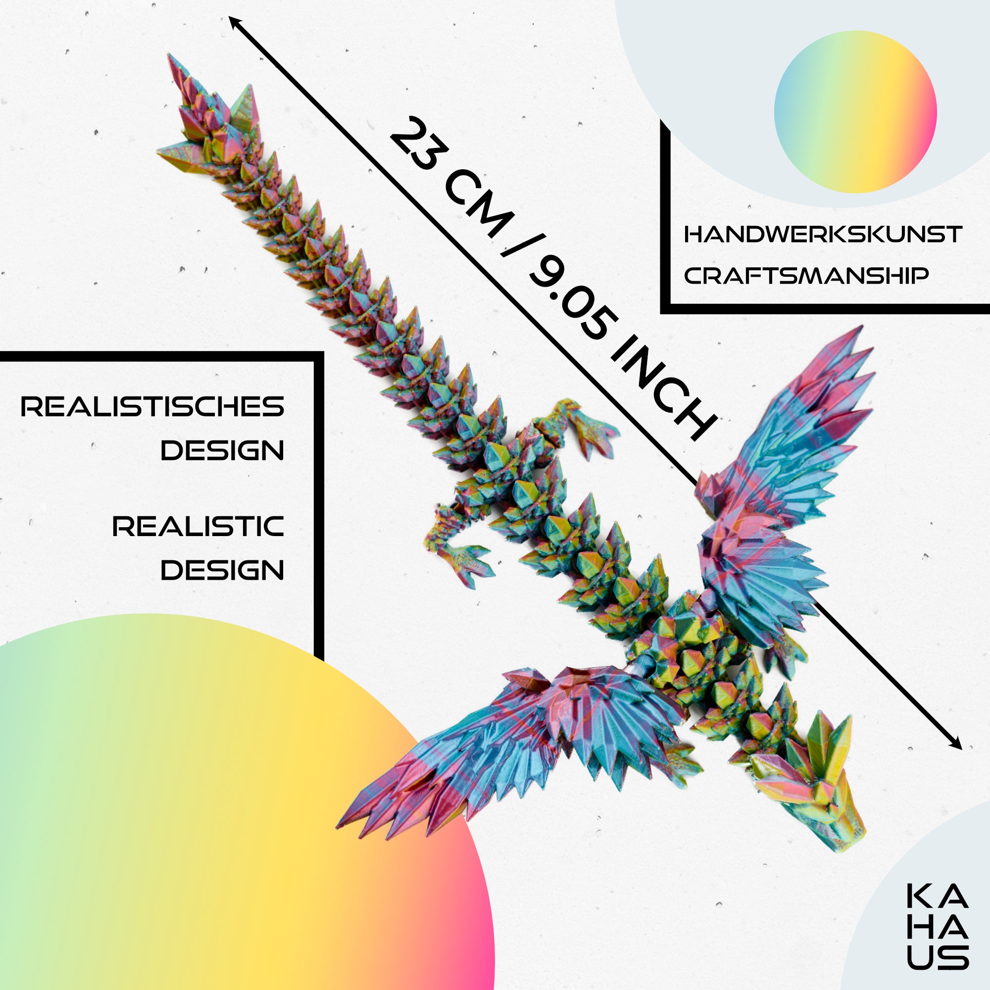 3D Dragon with Wings in Egg – 23 cm Dragon Figure with 12 cm Egg |Surprise Dragon | Movable Fantasy Toy & Collectible Figurine for Kids | Gift Idea