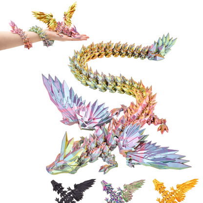 3D Winged Dragon Figure – Poseable Fantasy Sculpture (50 cm XL) – Red-Yellow-Green #c:red-yellow-green