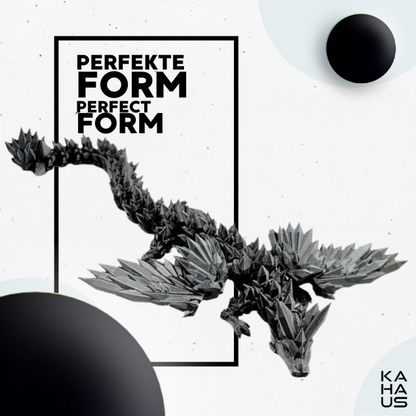 3D Winged Dragon Figure – Poseable Fantasy Sculpture (20 cm) – Black #c:black