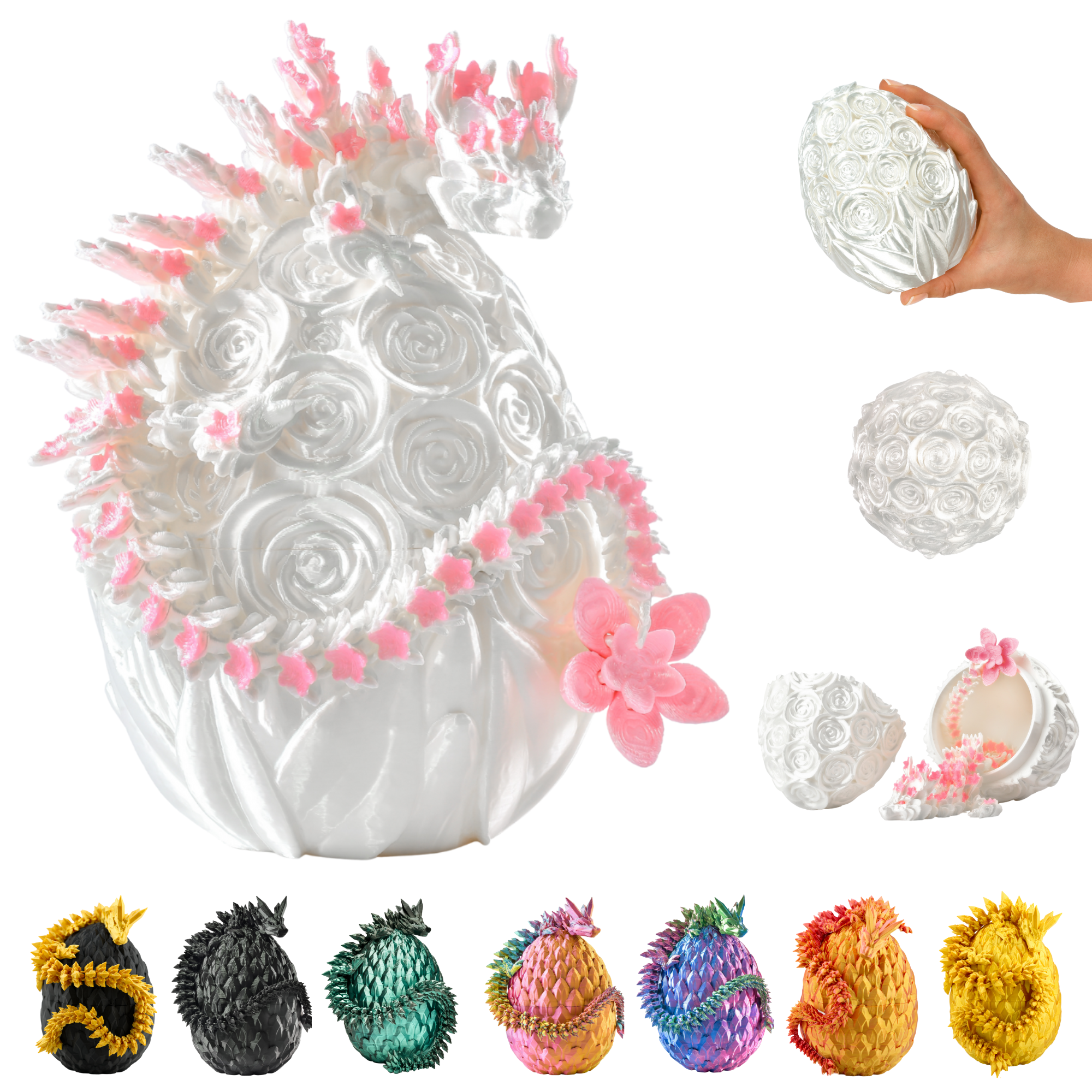 3D Dragon in Egg - Dragon Figure | 12 cm Large Egg | Multicolor Surprise Dragon | Hatching Movable Figure for Kids, Collectors & Fantasy Fans