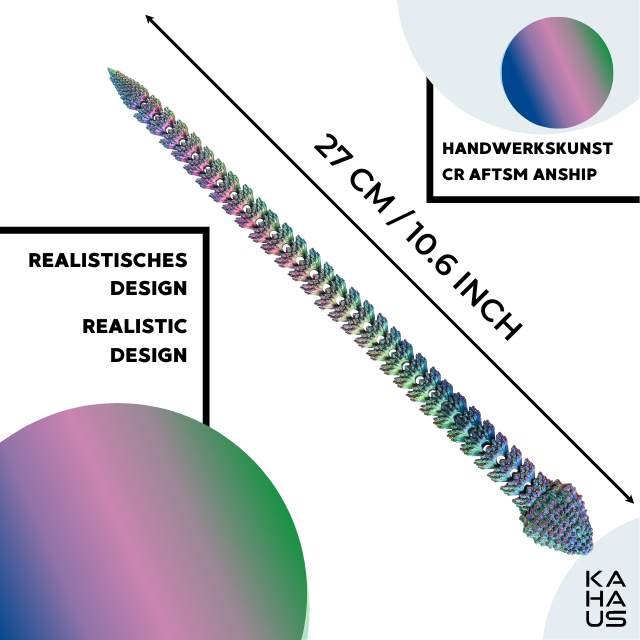 3D Snake Figure – Realistic Articulated Collectible (27 cm) – Blue-Green-Violet #c:blue-green-violet