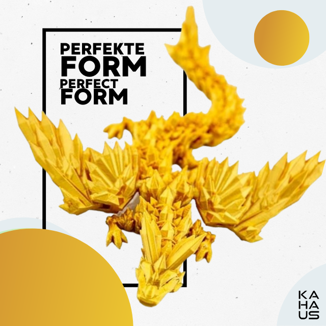 3D Winged Dragon Figure – Poseable Fantasy Sculpture (20 cm) – Gold #c:gold