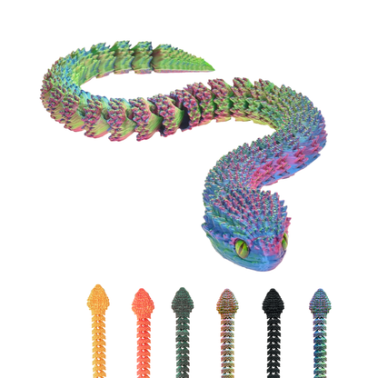 3D Snake Figure – Realistic Articulated Collectible (21 cm) – Blue-Green-Violet #c:blue-green-violet
