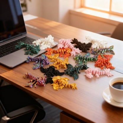 Fidget Dragon Toy for Adults 14+, Flexible 3D Printed Articulated Dragon, Mini 8-Pack PLA
