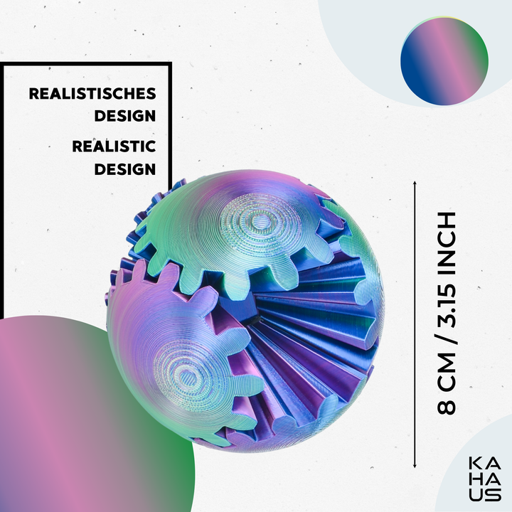 Gear Ball 3D Logik-Kugel 8 cm – drehbarer Farbpuzzle-Ball | Schreibtisch-Gadget