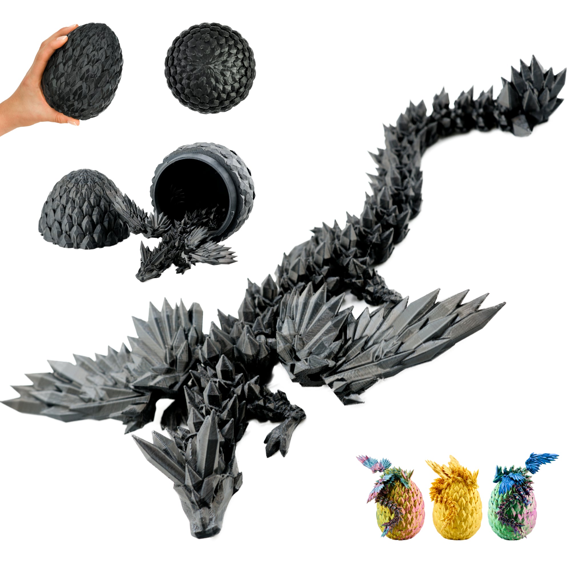 3D Dragon with Wings in Egg – 23 cm Dragon Figure with 12 cm Egg |Surprise Dragon | Movable Fantasy Toy & Collectible Figurine for Kids | Gift Idea