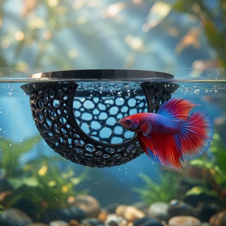 Betta Hammock & Shrimp Cave – Floating 3D Printed Aquarium Hide – Gold