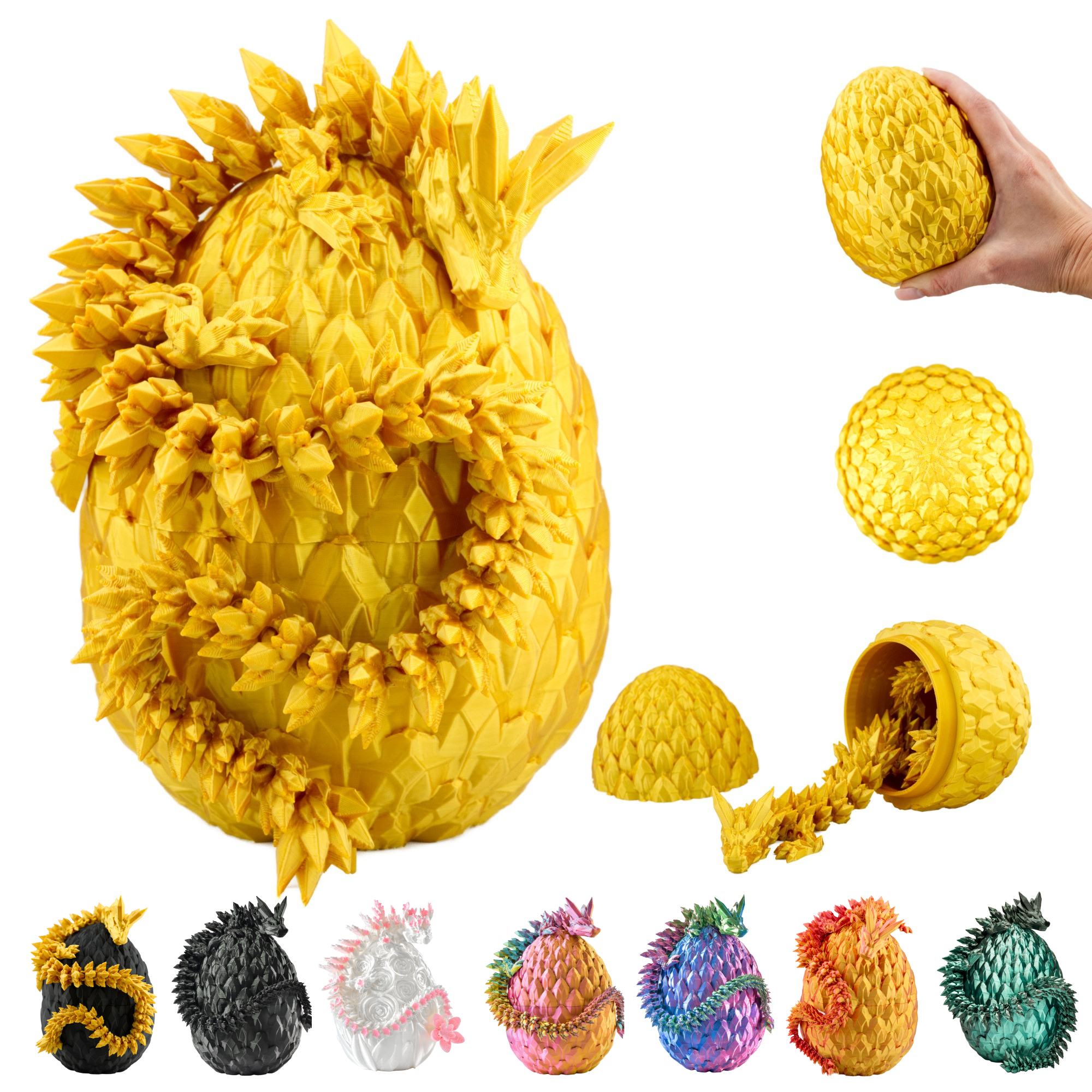 3D Dragon in Egg - Dragon Figure | 12 cm Large Egg | Multicolor Surprise Dragon | Hatching Movable Figure for Kids, Collectors & Fantasy Fans