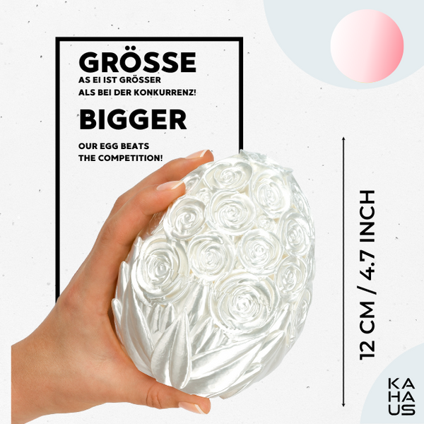 Decorative 3D Egg – White with Flower (12 cm)