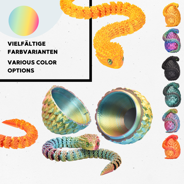 3D Snake Figures in Eggs – Set of 6 Colorful Surprise Eggs with Realistic Snake Toys | Fun Animal Figures for Kids | Bright Collectible Toy Set