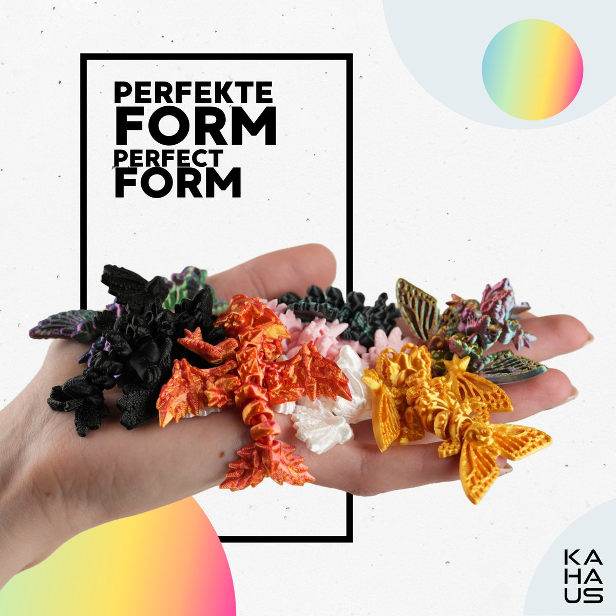 Fidget Dragon Toy for Adults 14+, Flexible 3D Printed Articulated Dragon, Mini 8-Pack PLA – mix
