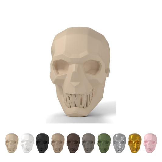Craniu tipografic decorativ „To Be or Not To Be”, 8,4 cm, PLA – bej