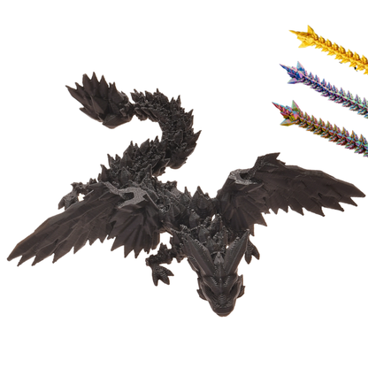 3D Winged Dragon Figure – Poseable Fantasy Sculpture (11 cm) – Black #c:black