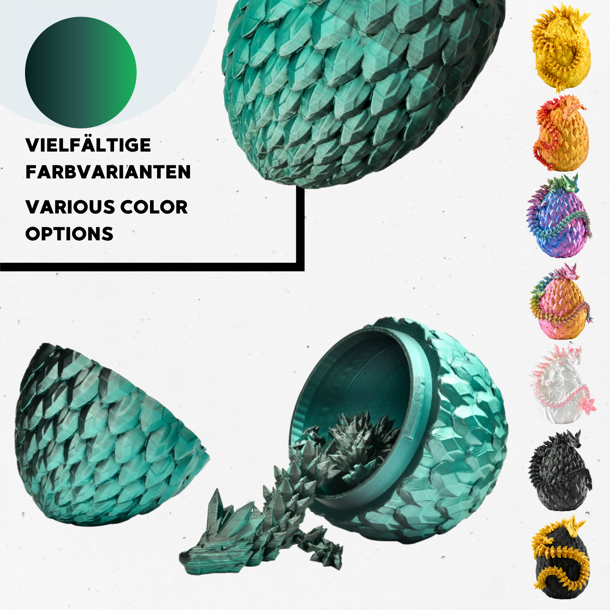 3D Dragon in Egg - Dragon Figure | 12 cm Large Egg | Multicolor Surprise Dragon | Hatching Movable Figure for Kids, Collectors & Fantasy Fans