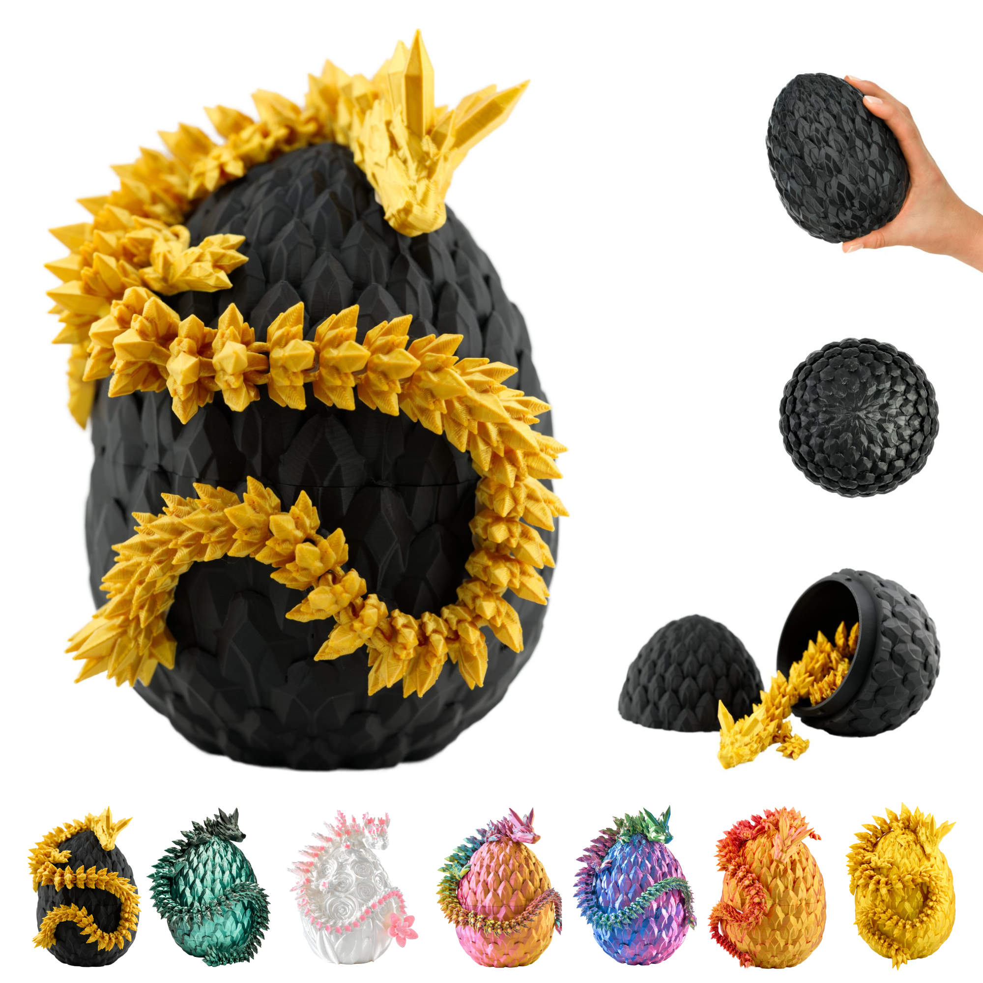 3D Dragon in Egg - Dragon Figure | 12 cm Large Egg | Multicolor Surprise Dragon | Hatching Movable Figure for Kids, Collectors & Fantasy Fans