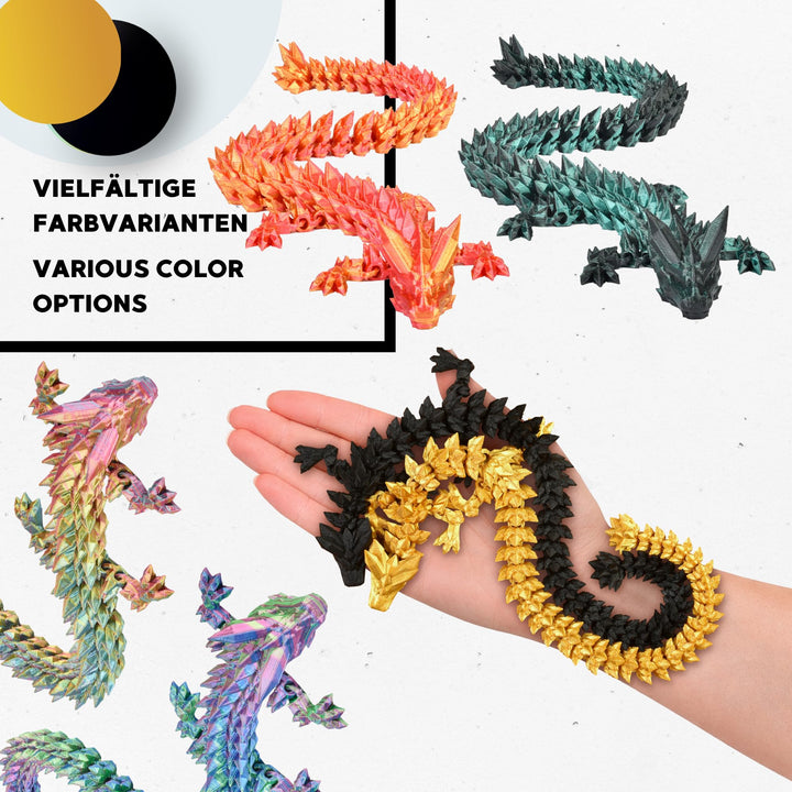 3D Dragon Duo – Set of 2 Figures (30 cm) — Black + Gold