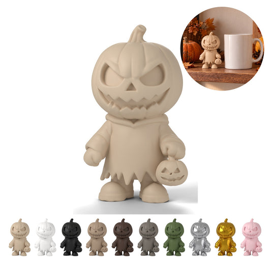 Pompoen figuurtje Halloween chibi, 9,8 cm hoog, PLA – Beige