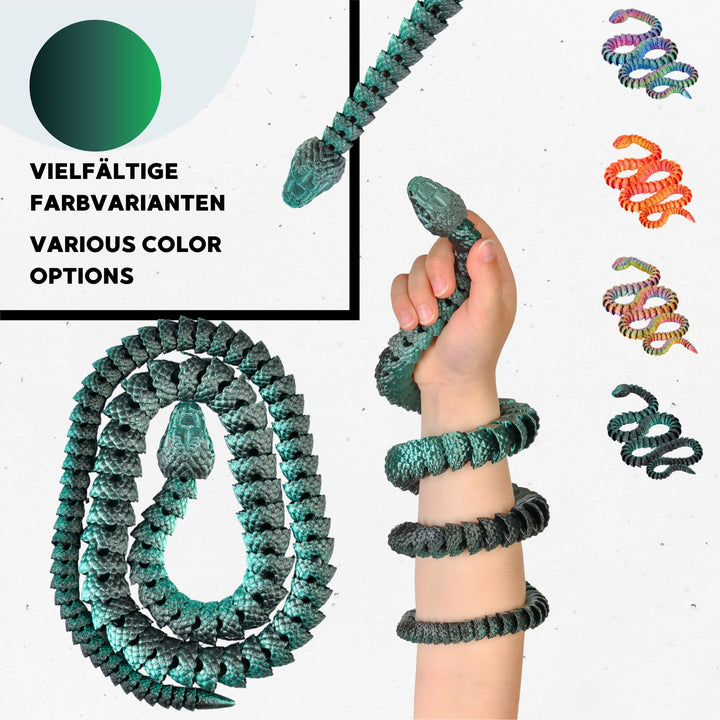 3D Snake Figure – Realistic Articulated Collectible (80 cm XL) — Black-Green