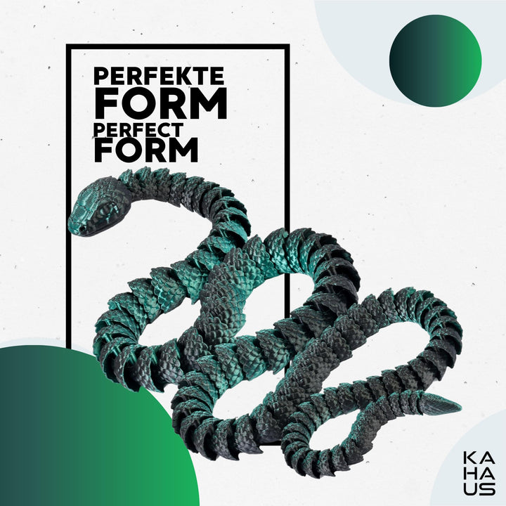 3D Snake Figure – Realistic Articulated Collectible (80 cm XL) — Black-Green