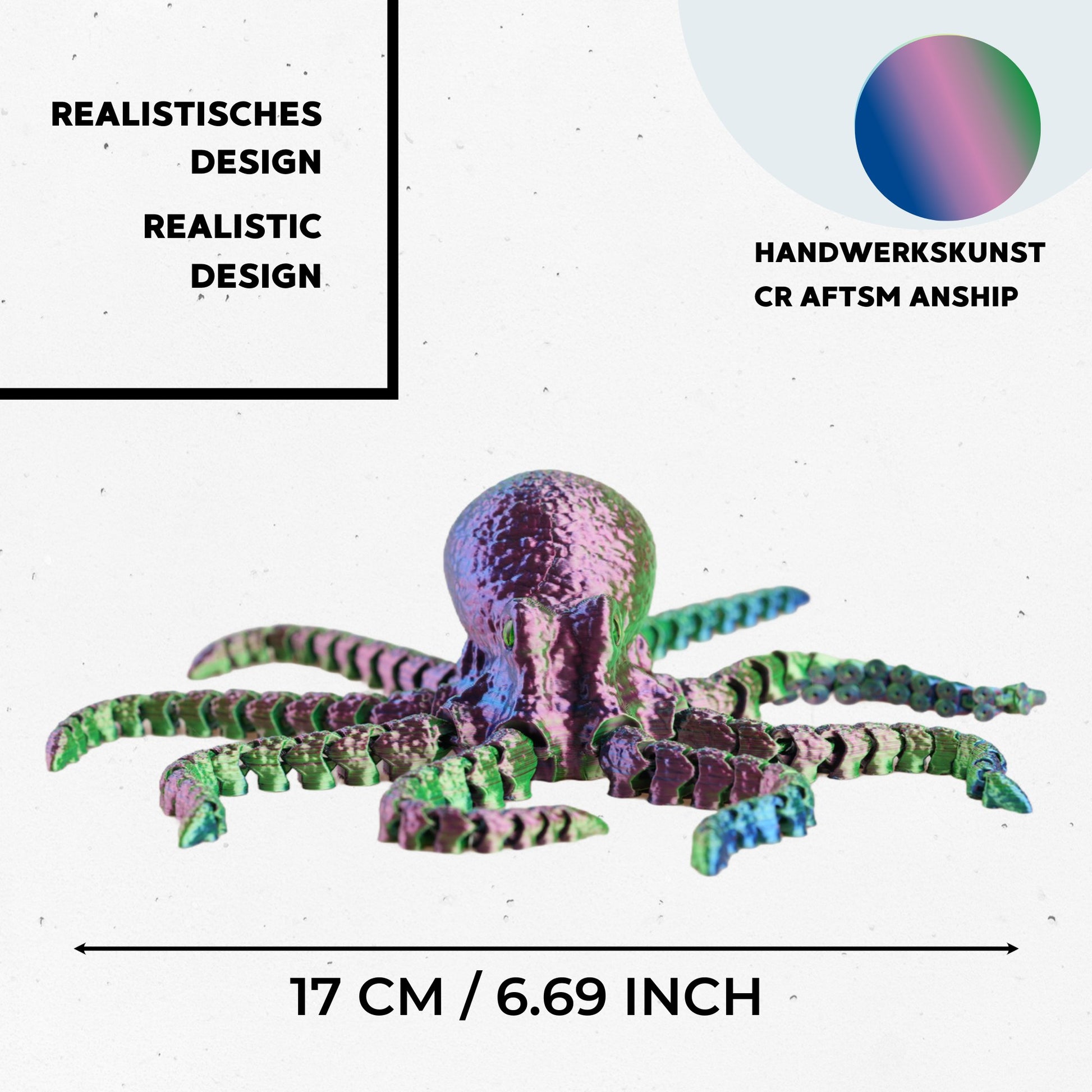 Oktopus Fidget Spielzeug 3D-Druck 17 cm – flexibel beweglich aus PLA #4