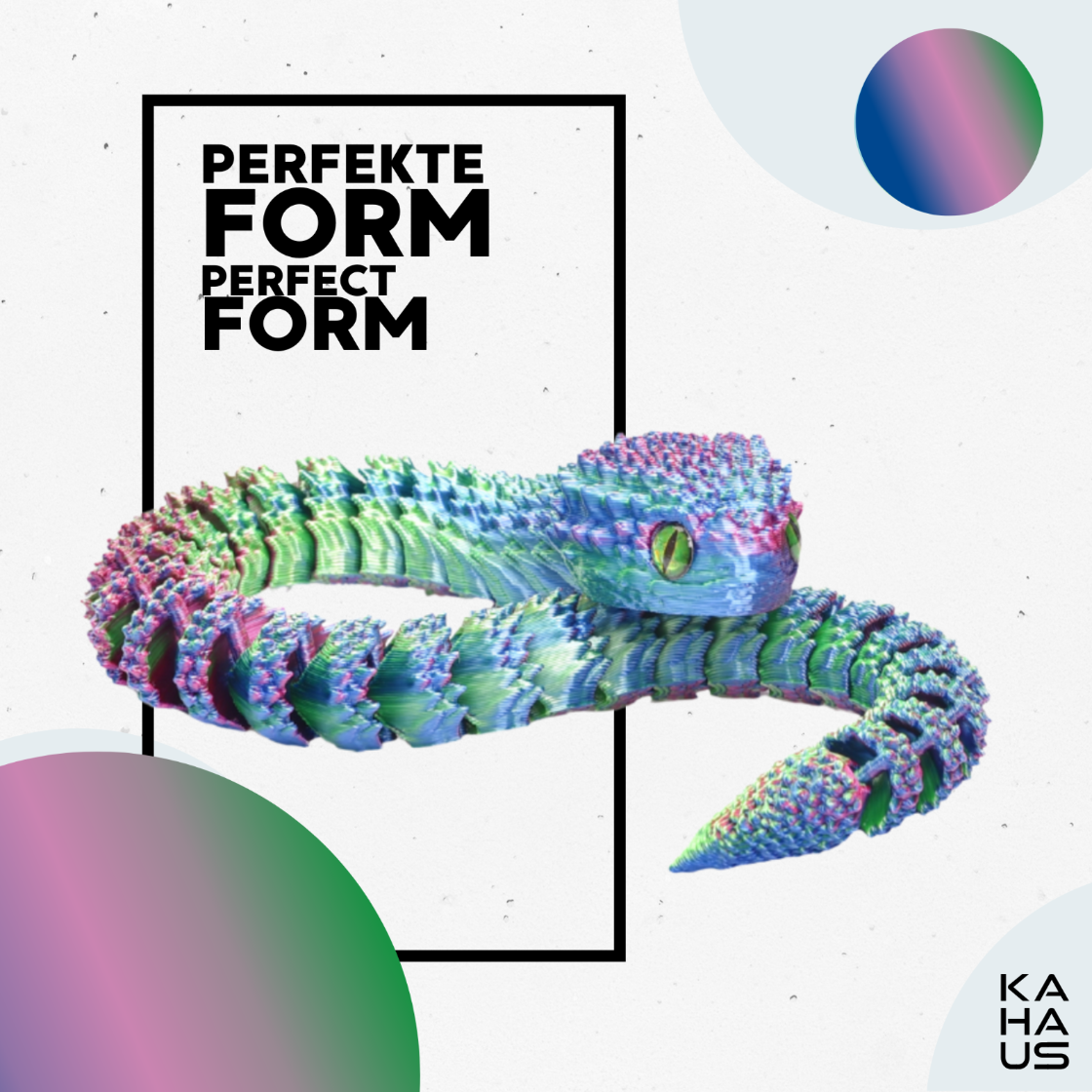 3D Snake Figure – Realistic Articulated Collectible (21 cm) – Blue-Green-Violet #c:blue-green-violet