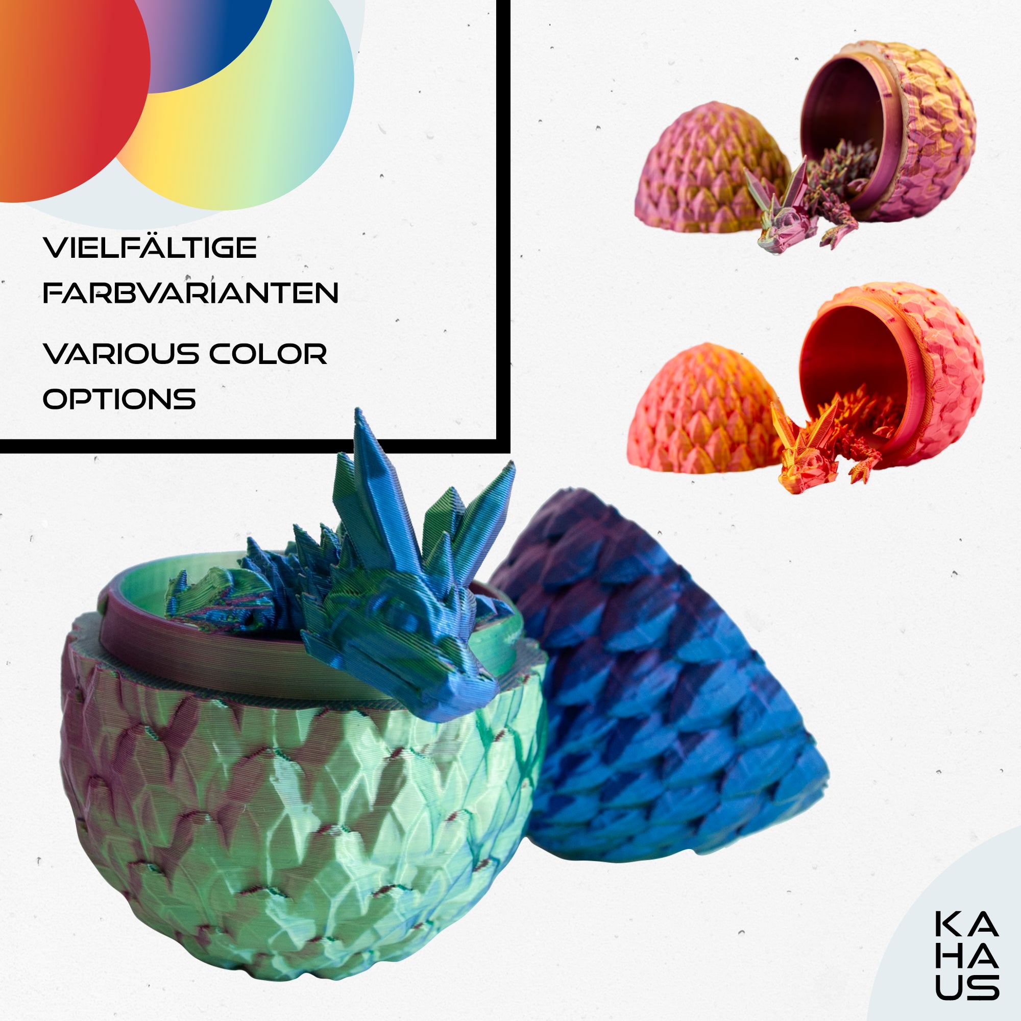 3-Pack 3D Baby Dragon in Egg – Baby Dragon Figure in Egg Set | 3-Pack Large Eggs | Multicolor Hatching Surprise Dragon | Movable Fantasy Toy & Collectible Figure for Kids