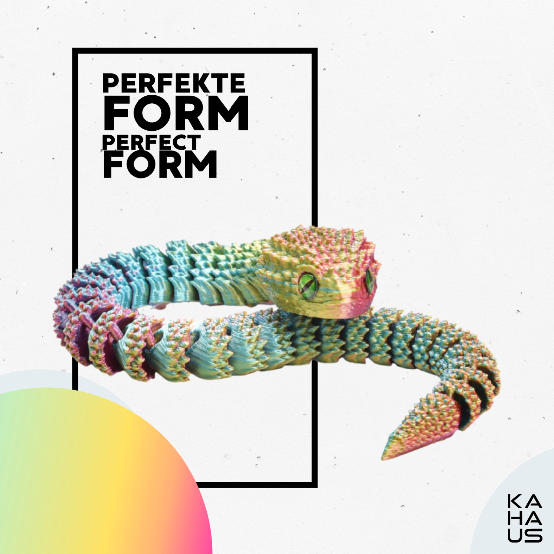 3D Snake Figure – Realistic Articulated Collectible (21 cm) – Red-Yellow-Green #c:red-yellow-green