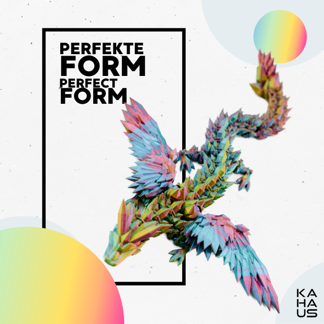3D Winged Dragon Figure – Poseable Fantasy Sculpture (20 cm) – Red-Yellow-Green #c:red-yellow-green