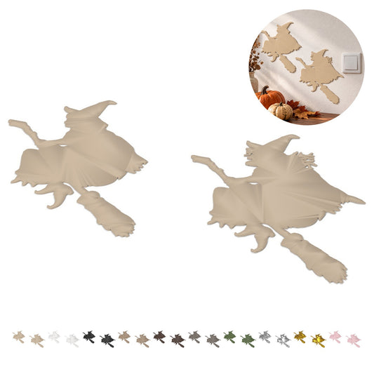 Halloween heks wanddecoratie, 2 ontwerpen, 20,3 cm, PLA – Beige