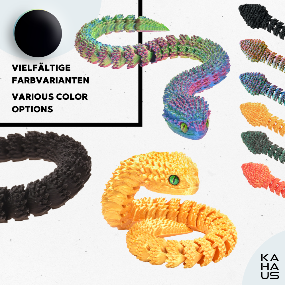3D Snake Figure – Realistic Articulated Collectible (21 cm) – Black #c:black