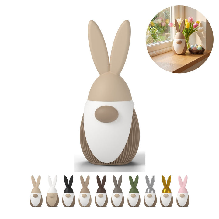 Easter Gnome with Bunny Ears 13,5 cm, PLA Spring Decoration – Beige