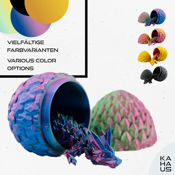 3D Dragons in Egg with Wings – 4-Pack Hatching Fantasy Dragon Figures 7–11 cm | Colorful Eggs with Dragons | Blue, Red, Gold & Black | Magical Gift for Kids Aged 3+