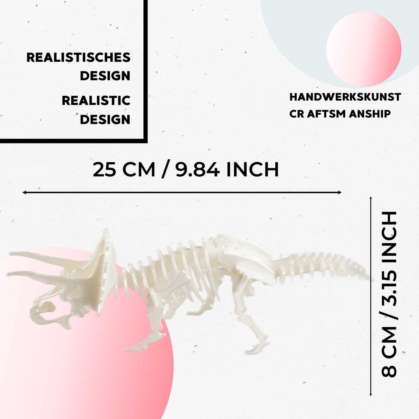 Triceratops Dinosaurier Bausatz – Steckkarte aus 3D-Druck – 25 cm #5