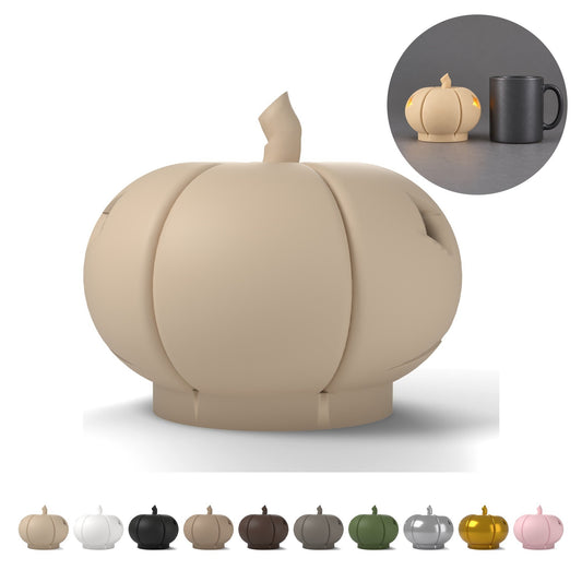 Halloween-pompoen voor LED-theelicht, PLA, 8,5 cm – Beige