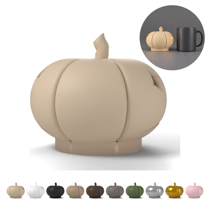 Halloween-pompoen voor LED-theelicht, PLA, 8,5 cm – Beige