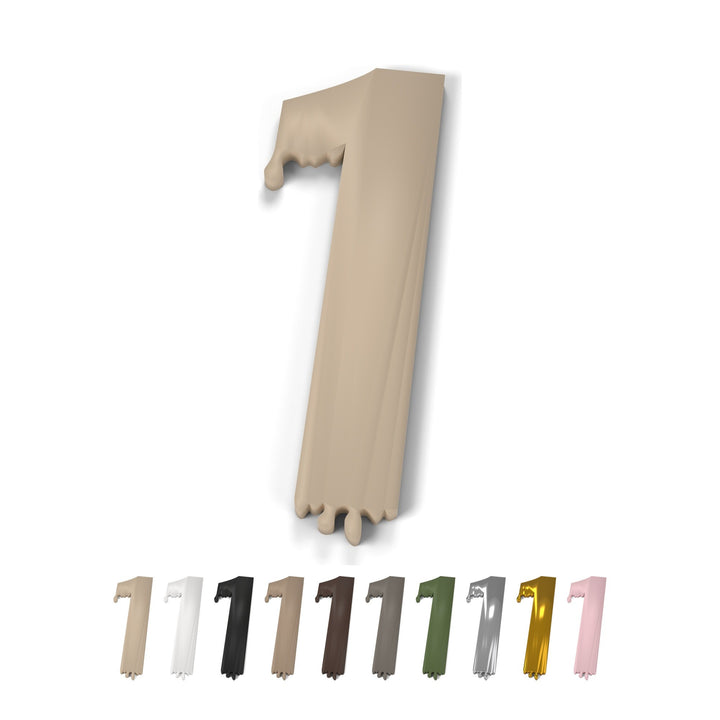 Házszám számjegy 1, 16 cm, véres Halloween stílus, PLA – Beige