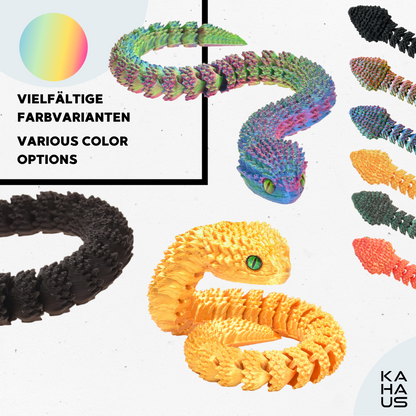 3D Snake Figure – Realistic Articulated Collectible (21 cm) – Red-Yellow-Green #c:red-yellow-green