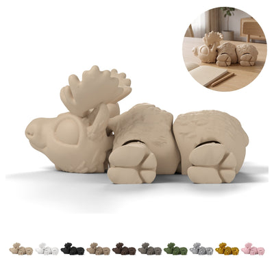 Elan flexi 12,6 cm, mini figurină articulată, fidget toy de birou imprimat 3D – bej